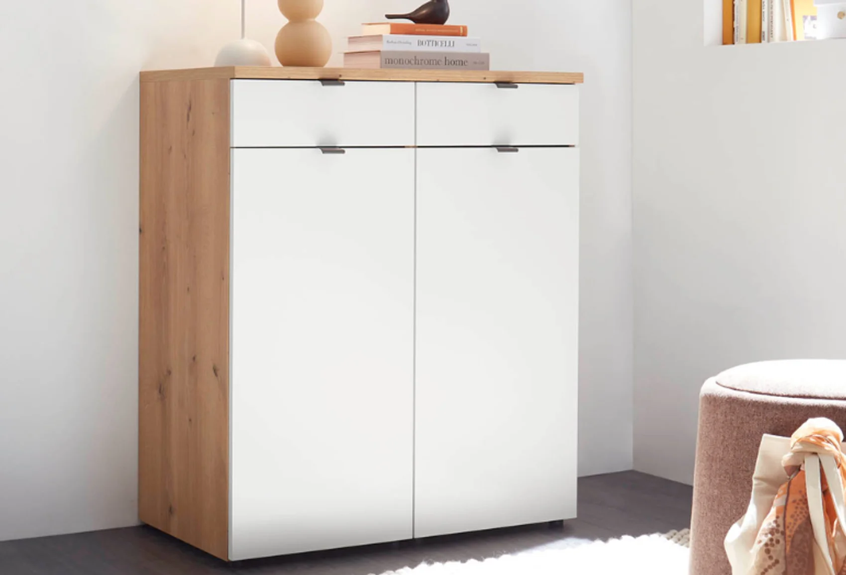 Kommode mit Glasfront Weiß "Como"