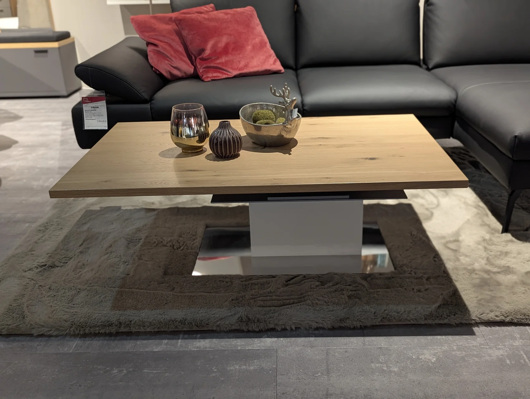 Säulentisch Weiß & Ast-Eiche