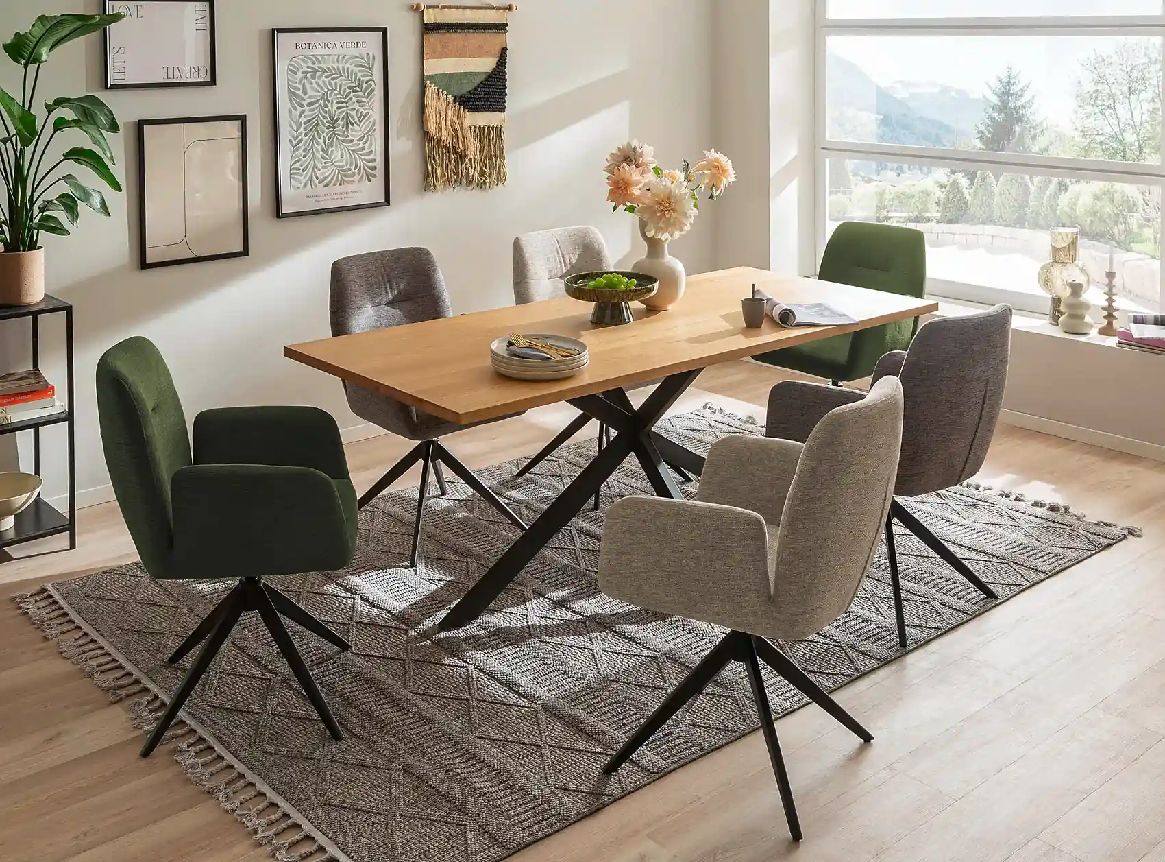 Esstisch "Cesura" – Eiche Melamin & Metallgestell 